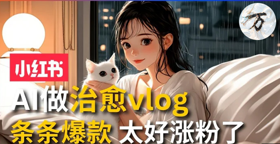 AI治愈系vlog动画视频，小红书7天 涨粉破千，商单报价1500+，0成本制作，日入2000+，有手就会 -云创网