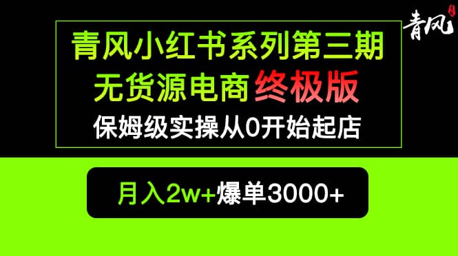小红书无货源电商爆单终极版【视频教程+实战手册】保姆级实操从0起店爆单-云创网