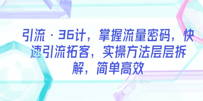 引流·36计，掌握流量密码，快速引流拓客，实操方法层层拆解，简单高效-云创网