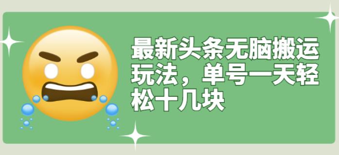最新头条无脑搬运玩法，单号一天轻松十几块【视频教程+搬运软件】-云创网