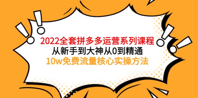 2022全套拼多多运营课程，从新手到大神从0到精通，10w免费流量核心实操方法-云创网