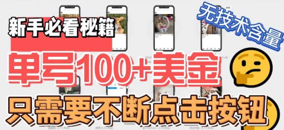 最新无脑只需不断点击按钮，单号100美金暴利项目，可批量操作-云创网