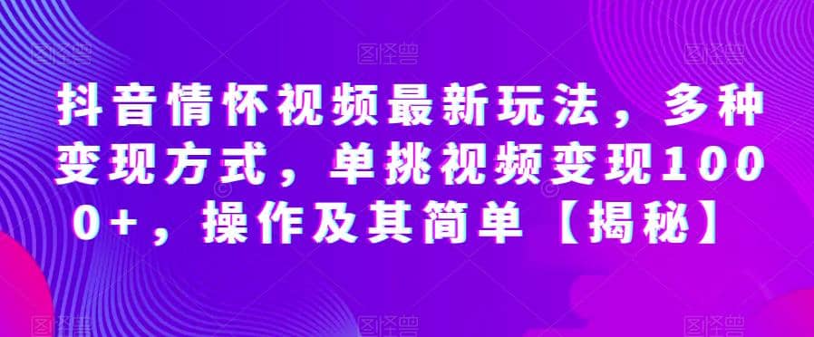 抖音情怀视频最新玩法，多种变现方式，单挑视频变现1000+，操作及其简单【揭秘】-云创网