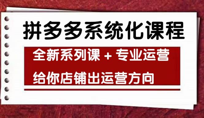 车神陪跑，拼多多系统化课程，全新系列课+专业运营给你店铺出运营方向-云创网