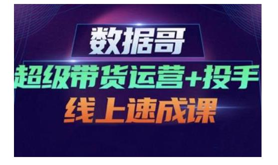 数据哥·超级带货运营+投手线上速成课，快速提升运营和熟悉学会投手技巧-云创网