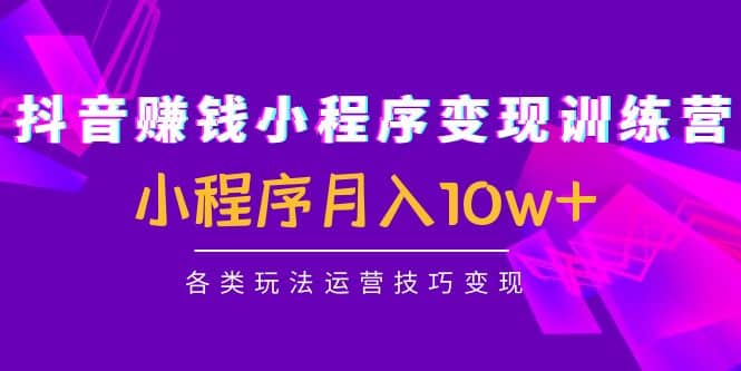 抖音小程序变现训练营：小程序各类玩法运营技巧变现-云创网