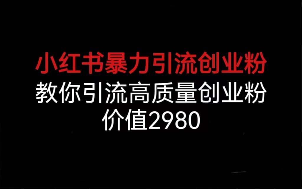 小红书暴力引流创业粉，教你引流高质量创业粉，价值2980-云创网