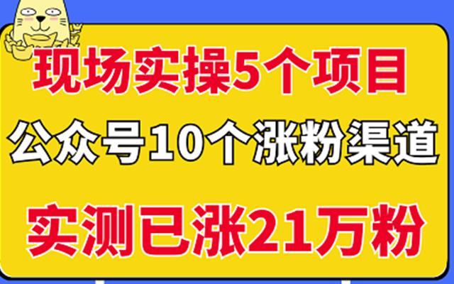 现场实操5个公众号项目，10个涨粉渠道，实测已涨21万粉！-云创网