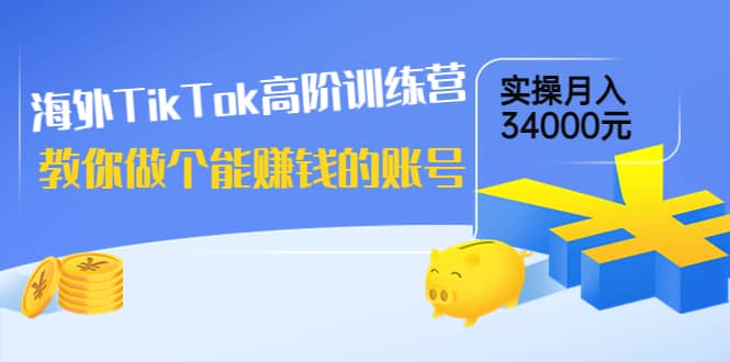 海外TikTok高阶训练营：教你做个能赚钱的账号，实操月入34000元！-云创网