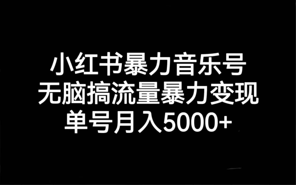 小红书暴力音乐号，无脑搞流量暴力变现，单号月入5000+-云创网