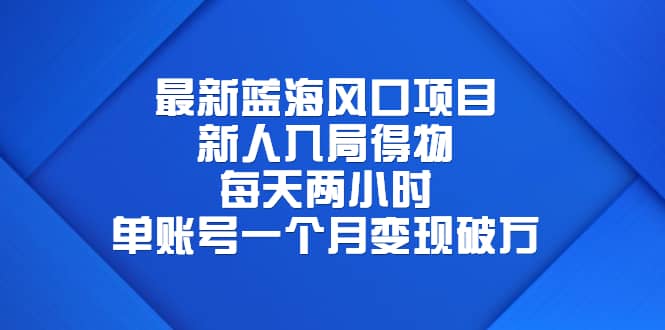 最新蓝海风口项目，新人入局得物，每天两小时，单账号一个月变现破万-云创网