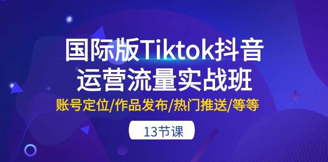 国际版Tiktok抖音运营流量实战班：账号定位/作品发布/热门推送/等等-13节-云创网