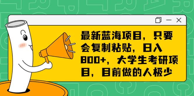 最新蓝海项目，只要会复制粘贴，日入800+，大学生考研项目，目前做的人极少-云创网