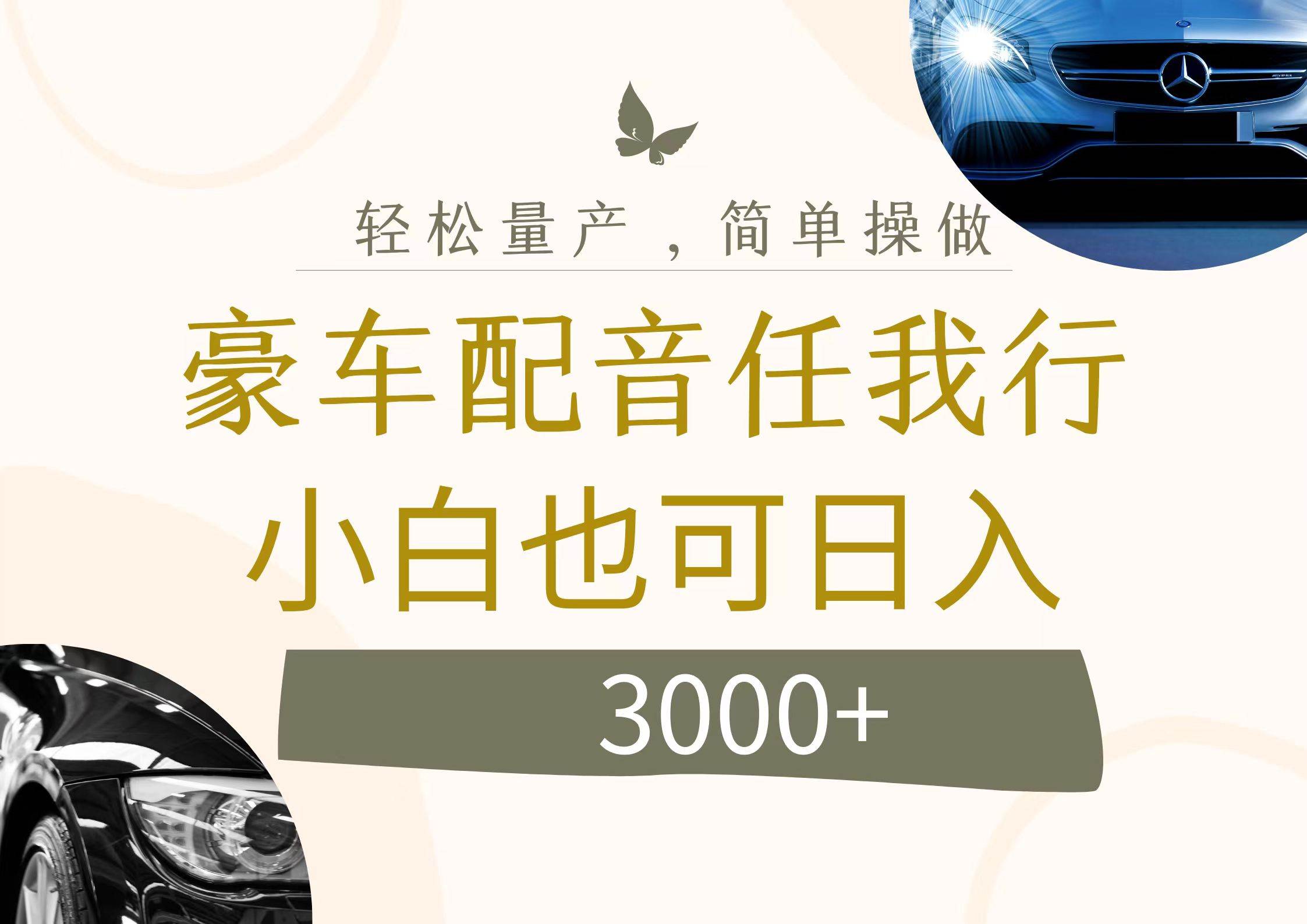 不为人知的暴力小项目，豪车配音，日入3000+-云创网