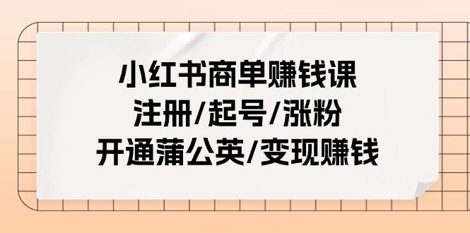 小红书商单赚钱课：注册/起号/涨粉/开通蒲公英/变现赚钱（25节课）-云创网