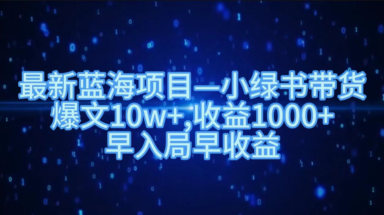 最新蓝海项目小绿书带货，爆文10w＋，收益1000＋，早入局早获益！！-云创网