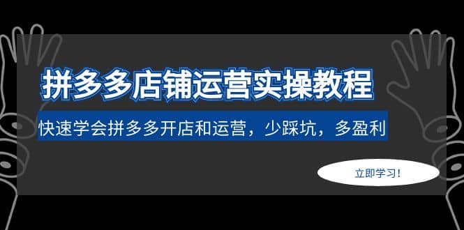 拼多多店铺运营实操教程：快速学会拼多多开店和运营，少踩坑，多盈利-云创网