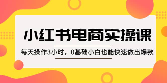 小红书·电商实操课：每天操作3小时，0基础小白也能快速做出爆款-云创网