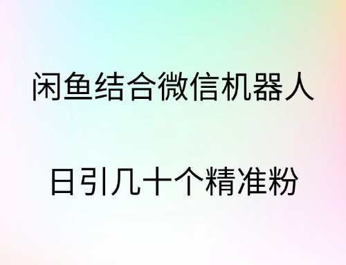 闲鱼结合微信机器人，日引几十个精准粉-云创网