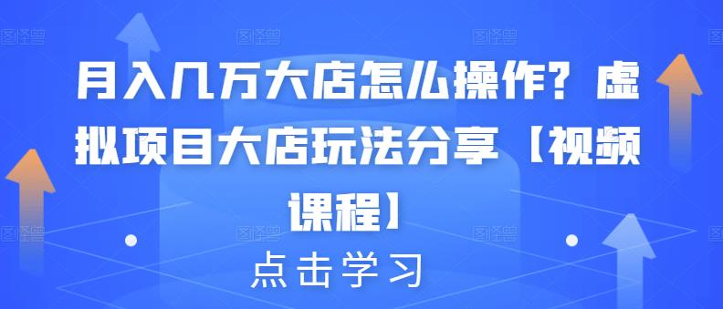 月入几万大店怎么操作？虚拟项目大店玩法分享【视频课程】-云创网