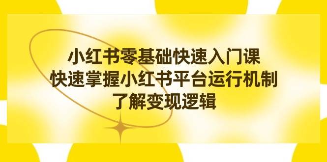 小红书0基础快速入门课，快速掌握小红书平台运行机制，了解变现逻辑-云创网