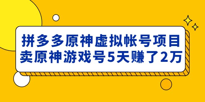 外面卖2980的拼多多原神虚拟帐号项目-云创网
