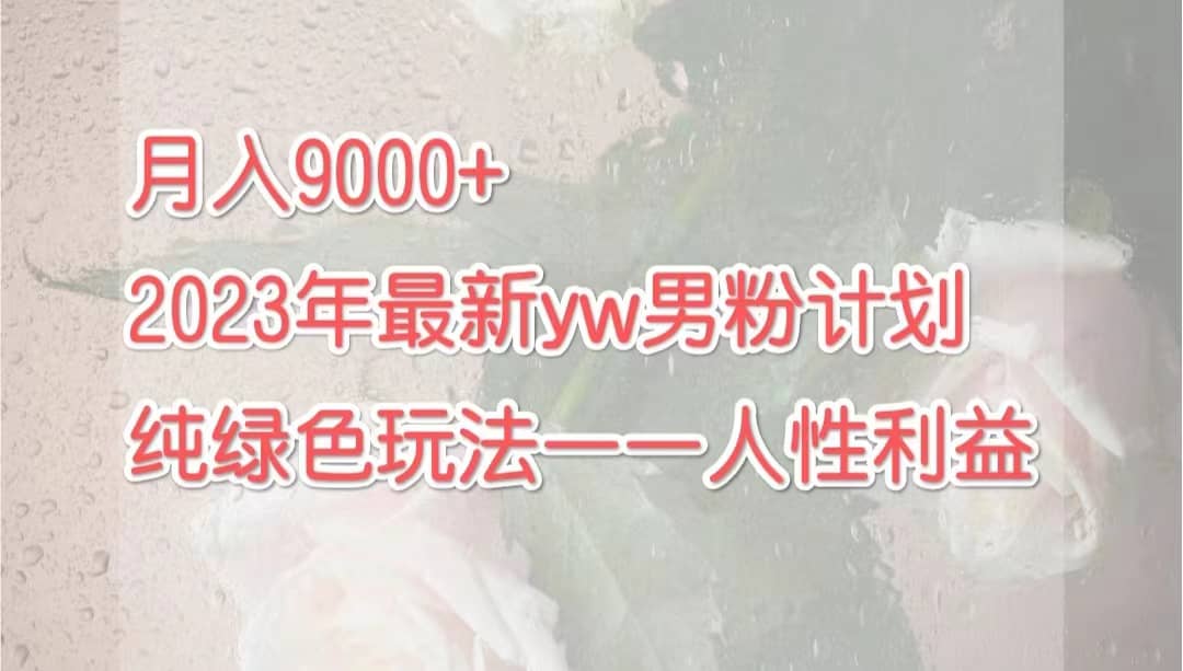 月入9000+2023年9月最新yw男粉计划绿色玩法——人性之利益-云创网