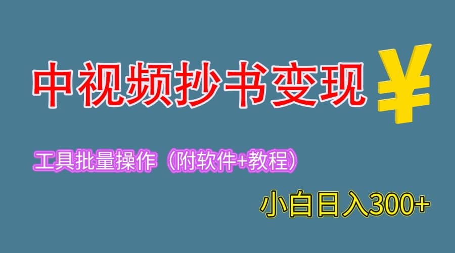 2023中视频抄书变现（附工具+教程），一天300+，特别适合新手操作的副业-云创网