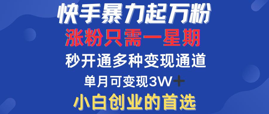 快手暴力起万粉，涨粉只需一星期！多种变现模式-云创网
