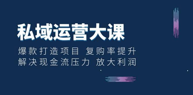 私域运营大课：爆款打造项目 复购率提升 解决现金流压力 放大利润-云创网