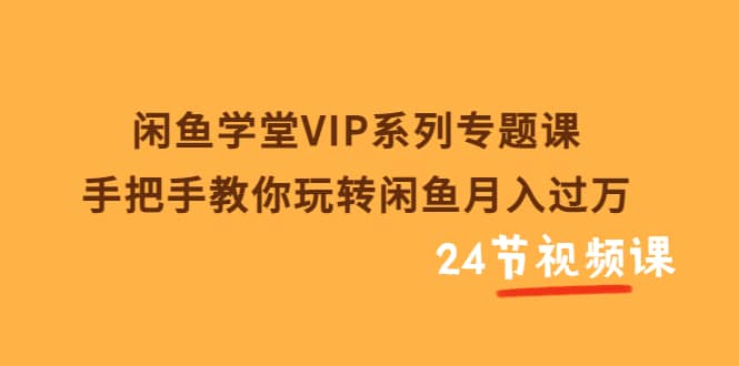 闲鱼学堂VIP系列专题课：手把手教你玩转闲鱼月入过万（共24节视频课）-云创网