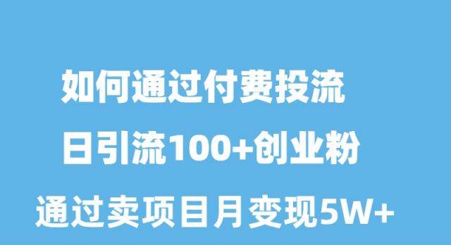 如何通过付费投流日引流100+创业粉月变现5W+-云创网