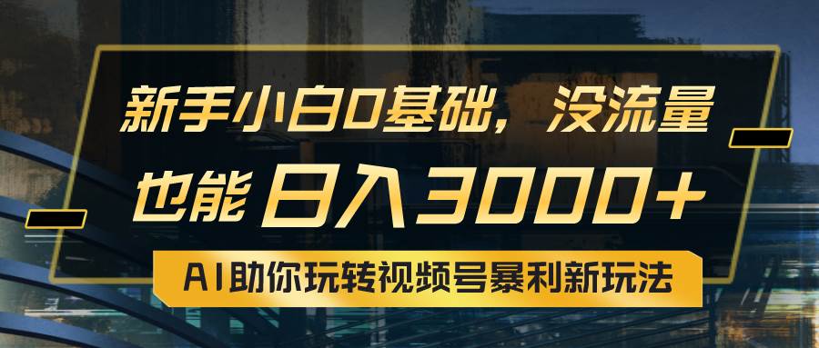 小白0基础，没流量也能日入3000+：AI助你玩转视频号暴利新玩法-云创网