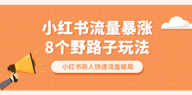 小红书流量-暴涨8个野路子玩法：小红书新人快速流量破局（8节课）-云创网