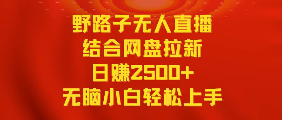 无人直播野路子结合网盘拉新，日赚2500+多平台变现，小白无脑轻松上手操作-云创网