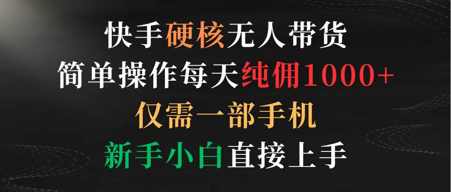 快手硬核无人带货，简单操作每天纯佣1000+,仅需一部手机，新手小白直接上手-云创网