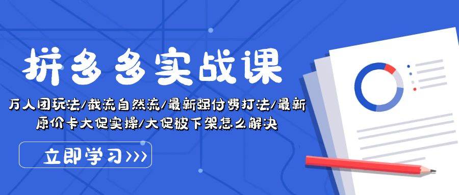 拼多多·实战课：万人团玩法/截流自然流/最新强付费打法/最新原价卡大促..-云创网