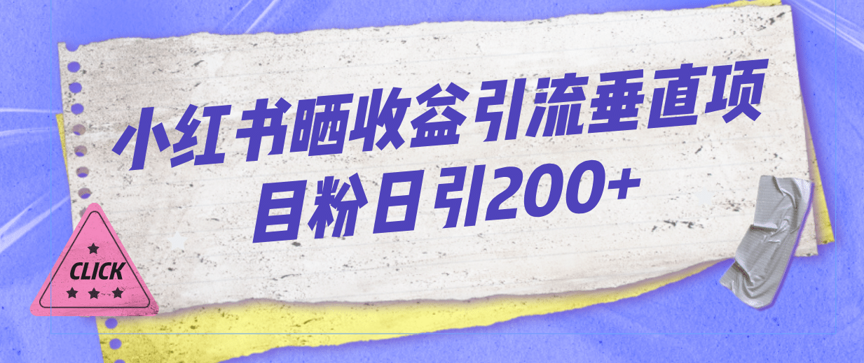 小红书晒收益图引流垂直项目粉日引200+-云创网