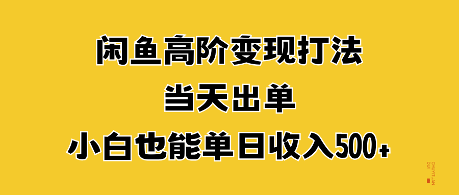 闲鱼高阶变现打法，当天出单，小白也能单日收入500+-云创网