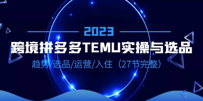 2023跨境·拼多多·TEMU实操与选品，趋势·选品·运营·入住（27节完整）-云创网