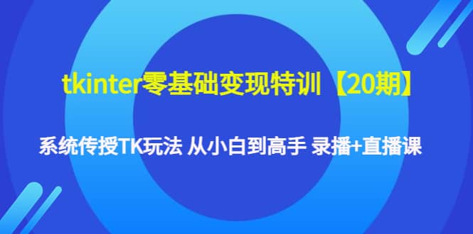 tkinter零基础变现特训【20期】系统传授TK玩法 从小白到高手 录播+直播课-云创网