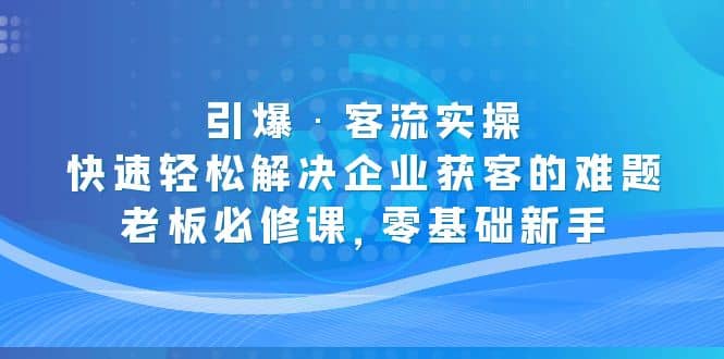 引爆·客流实操：快速轻松解决企业获客的难题，老板必修课，零基础新手-云创网