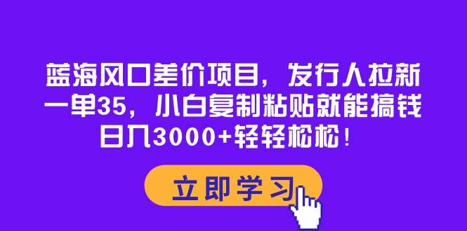 蓝海风口差价项目，发行人拉新，一单35，小白复制粘贴就能搞钱！日入3000+轻轻松松-云创网