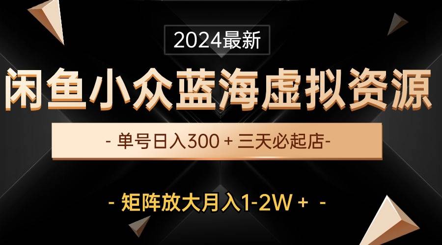 最新闲鱼小众蓝海虚拟资源，单号日入300＋，三天必起店，矩阵放大月入1-2W-云创网