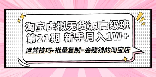 淘宝虚拟无货源高级班【第21期】运营技巧+批量复制=会赚钱的淘宝店-云创网