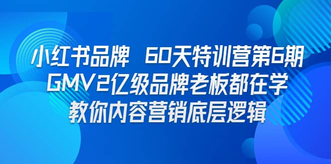 小红书品牌 60天特训营第6期 GMV2亿级品牌老板都在学 教你内容营销底层逻辑-云创网