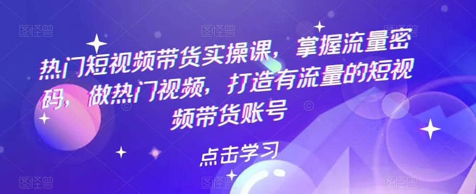 热门短视频带货实战 掌握流量密码 做热门视频 打造有流量的短视频带货账号-云创网
