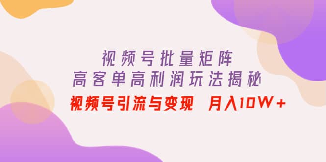 视频号批量矩阵的高客单高利润玩法揭秘-云创网