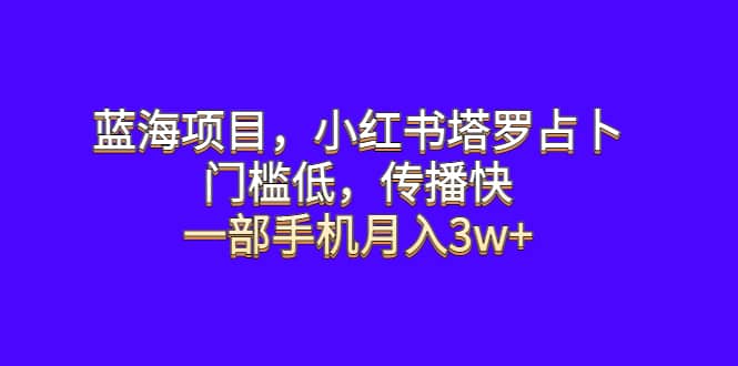 蓝海项目，小红书塔罗占卜，门槛低，传播快，一部手机月入3w+-云创网