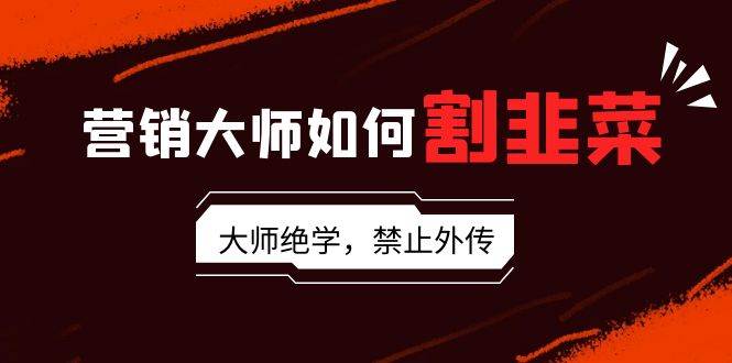 营销大师如何割韭菜：流量大师/讲故事大师/话术大师/卖货大师/成交大师/…-云创网